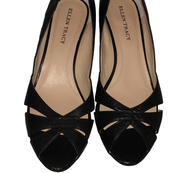 Ellen Tracy Shoes - Ellen Tracy Women's Open-toe Leather Wedge Heels